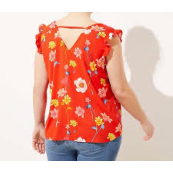 Ann Taylor LOFT red Lilly back bar top size M - Picture 1 of 7